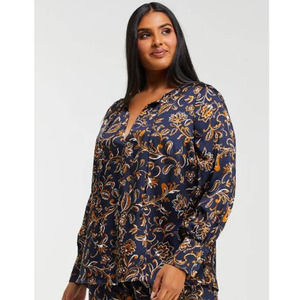 Estelle Capitano Top Navy & Brown - Size 20